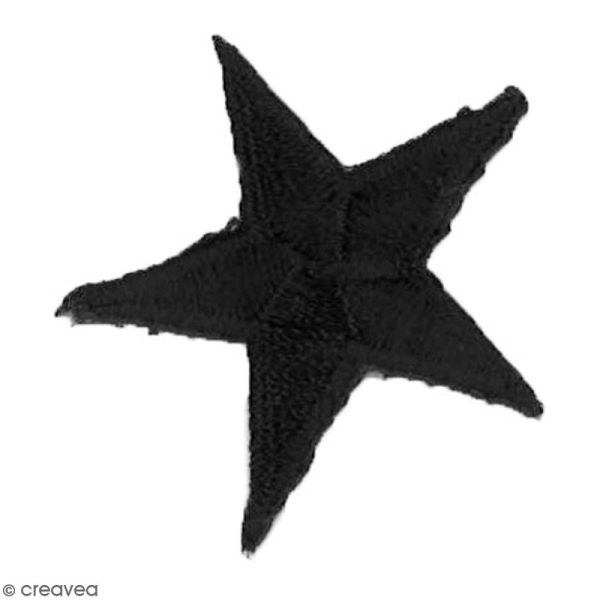 Ecusson étoile brodée thermocollant - Noir - 3,5 cm - Photo n°1