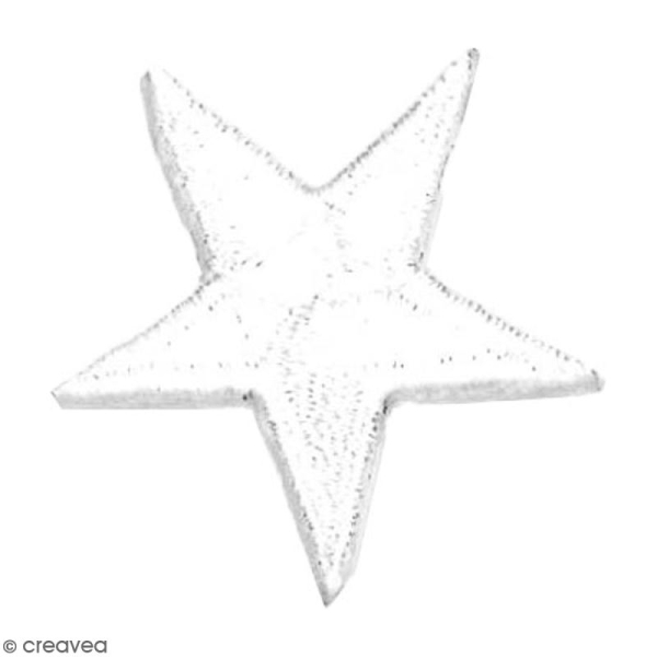 Ecusson étoile brodée thermocollant - Blanc - 3,5 cm - Photo n°1