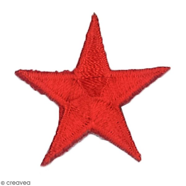 Ecusson étoile brodée thermocollant - Rouge - 3,5 cm - Photo n°1
