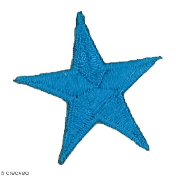Ecusson étoile brodée thermocollant - Bleu turquoise - 3,5 cm - Photo n°1