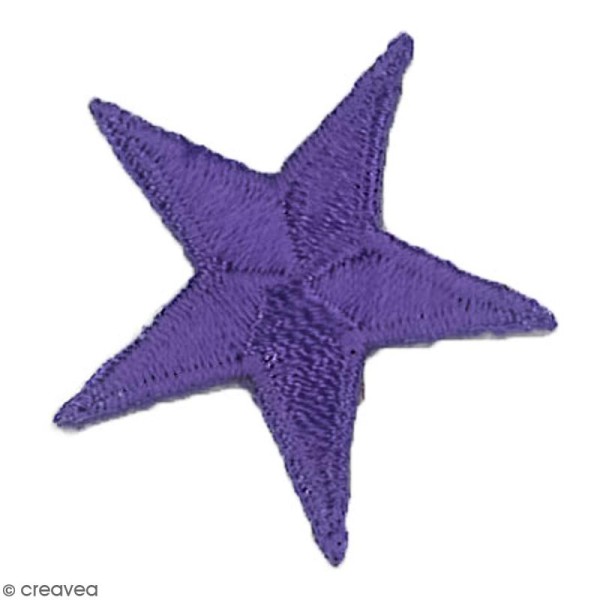 Ecusson étoile brodée thermocollant - Violet - 3,5 cm - Photo n°1