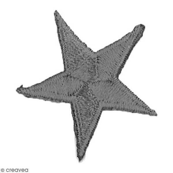 Ecusson étoile brodée thermocollant - Gris - 3,5 cm - Photo n°1