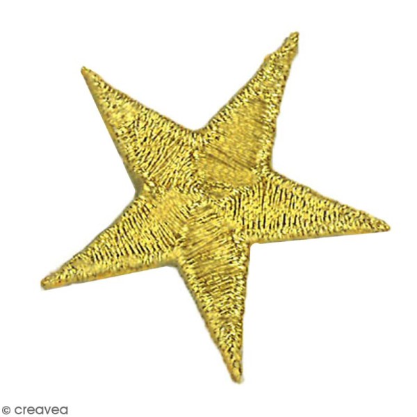 Ecusson étoile brodée thermocollant - Doré - 3,5 cm - Photo n°1