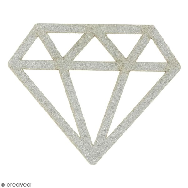 Motif en flex thermocollant pailleté - Diamant argenté - Photo n°1