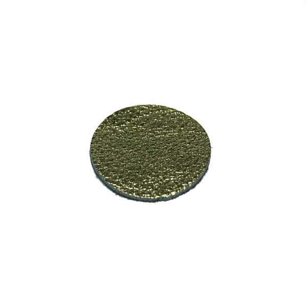Rond de cuir métallisé mat vert 15 mm - Photo n°1