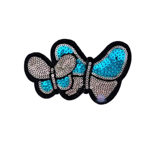Ecusson à sequins papillons butterflies patch thermocollant 11,8 cm - Photo n°1