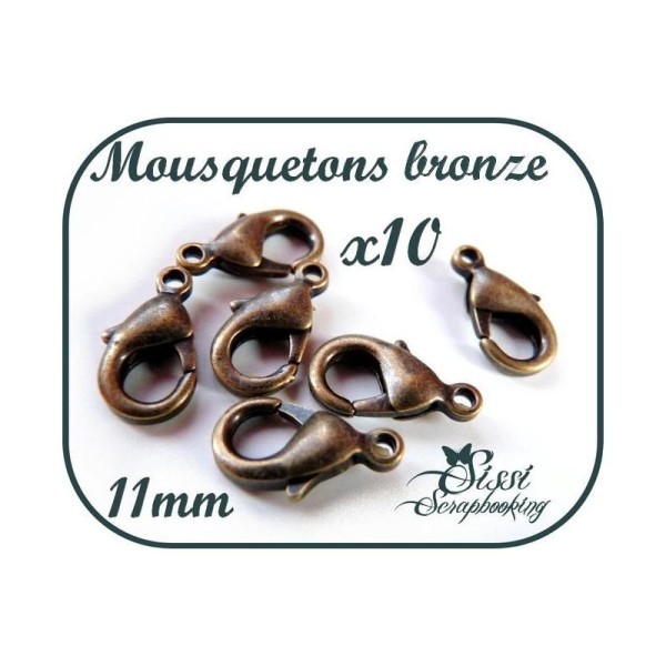 Lot 10 Petit Mousqueton Metal Fermoir Bronze Bijoux Porte Clef Apprì_T Perles - Photo n°1