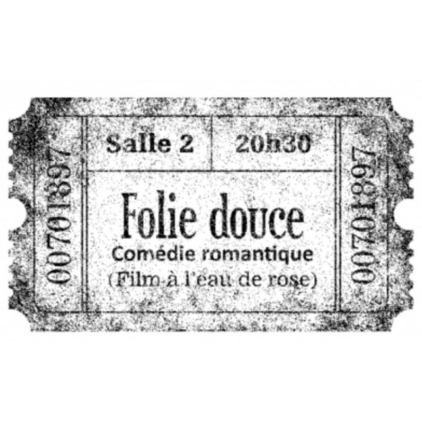 Tampon Bois 'Artemio' Folie Douce Comedie Romantique Cinema Projection Ticket 60X35mm - Photo n°1