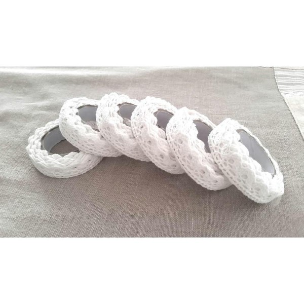 Ruban Dentelle Blanc Mariage Naissance Crochet Autocollante Adhesive Scrapbooking Scrap Carte - Photo n°1
