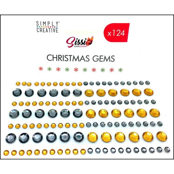 Lot 124 Strass Autocollant Argente Dore Rond Christmas Gems Basics Scrapbooking Scrap 4 Et 9mm - Photo n°1