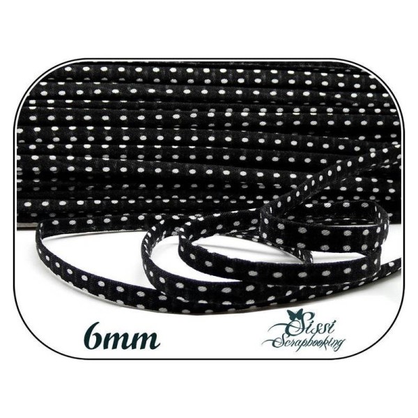 Ruban Cordon Tissu Noir Pois Bijoux Scrapbooking Couture Bracelet Charms - Photo n°1