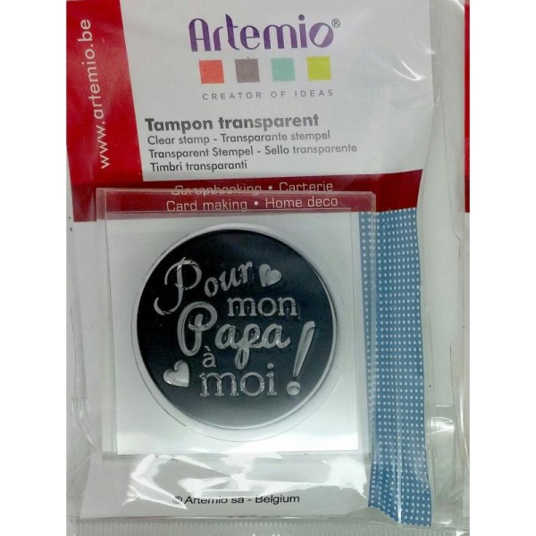 Tampon Transparent Et Bloc Acrylique 'Artemio' Papa 4X4 cm - Photo n°1