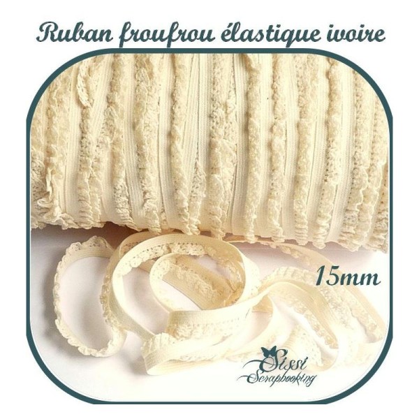 Ruban Galon Dentelle Beige Ivoireelastique Froufrou Couture Lingerie Mariage - Photo n°1