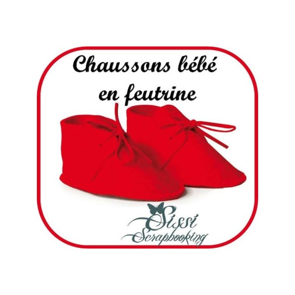 Chausson Bebe Rouge Feutrine Naissance A Offrir Decorer Bapteme Dragees - Photo n°1