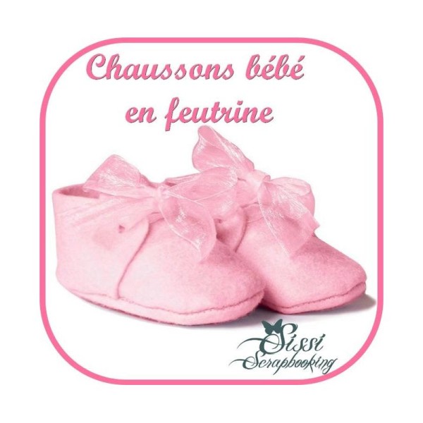 Chausson Bebe Rose Feutrine Naissance A Offrir Decorer Bapteme Dragees - Photo n°1