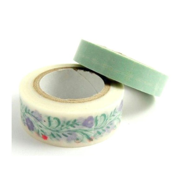 Lot Ruban Washi Tape ruban Decoratif Autocollant Scrapbooking Scrap Bleu Blanc - Photo n°1