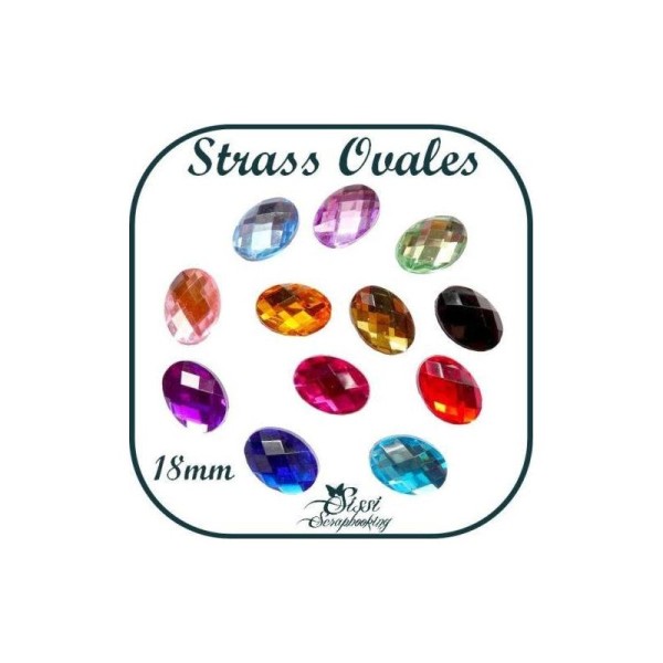 Lot Gros Strass Ovale Facette Multicolore Creation Bijoux Perles Apprets Scrap - Photo n°1
