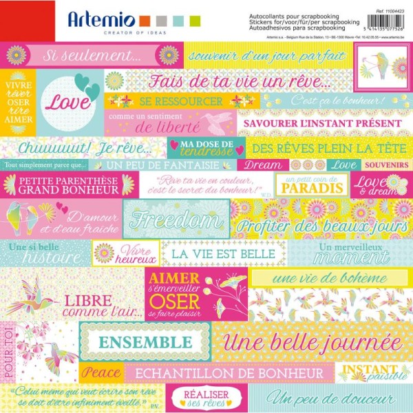 Maxi Lot Planche Stickers Fille Bonheur Amour Love Ensemble Collection Freedom Liberte - Photo n°1