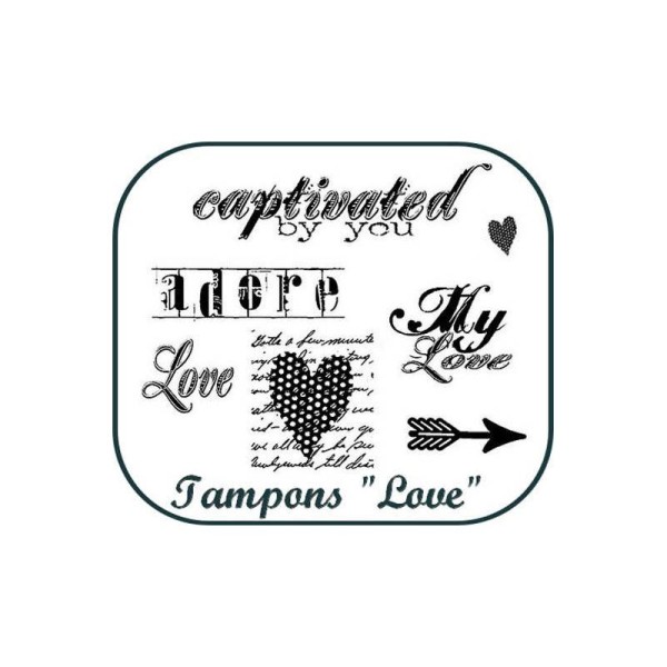 Lot 8 Tampons Transparent Message Amour Scrapbooking - Photo n°1