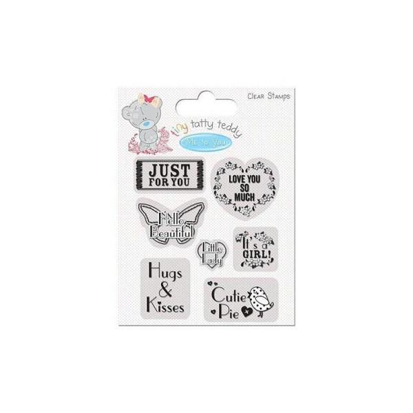 Lot 7 Tampon Transparent Clear Stamp Naissance Fille Just For You Love You So Much Hello Beautiful - Photo n°1
