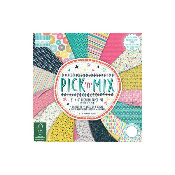 Lot 16 Feuille Papier Cardstock Pick N Mix Tons Acidules Multicolore 15X15cm 2016 - Photo n°1