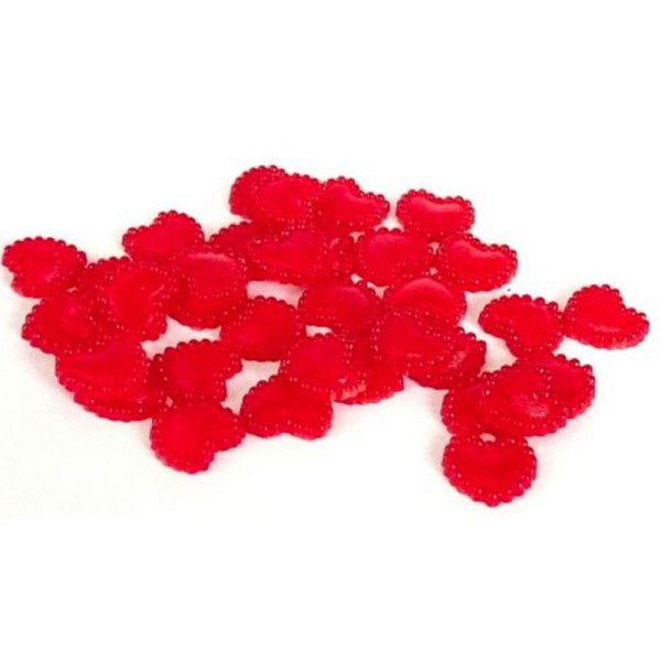Lot 20 Coeur Demi Perle A Coller Rouge Scrapbooking Scrap Shabby Mariage - Photo n°1