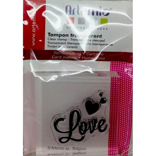 Tampon Transparent Et Bloc Acrylique 'Artemio' Love 4X4 cm  Tweet - Photo n°1