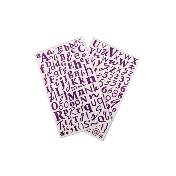 1 Maxi Lot 170 Alphabet Lettre Paillete Glitter Autocollant Stickers Scrapbooking Carte Violet - Photo n°1