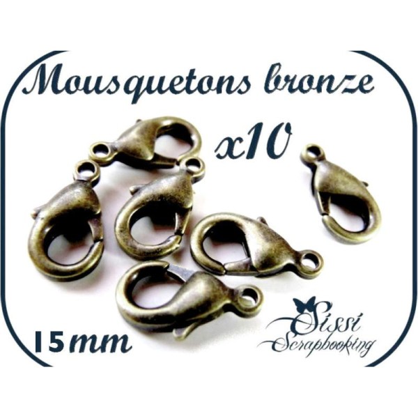 Lot 10 Petit Mousqueton Metal Fermoir Bronze Bijoux Porte Clef Apprì_T Perles - Photo n°1