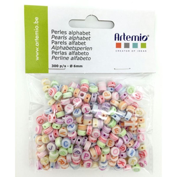 Lot 300 Perles Alphabet Lettre Multicolore  Pastel Bijoux Bracelet Artemio - Photo n°1