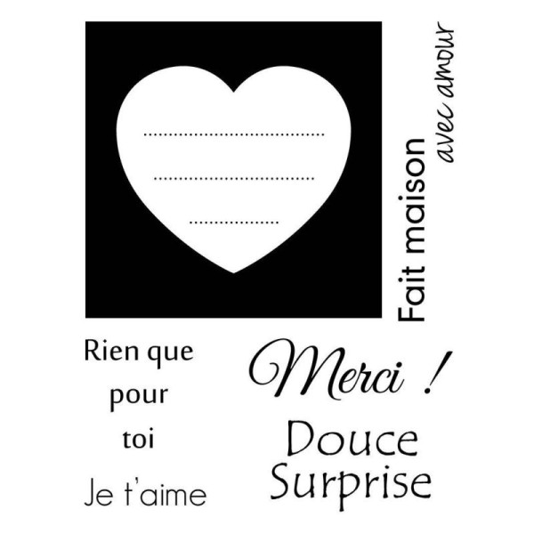 Lot 7 Tampons Transparent Clear Stamp Je T'Aime Merci Douce Surprise Cadre Coeur Rien Que Pour Toi - Photo n°1