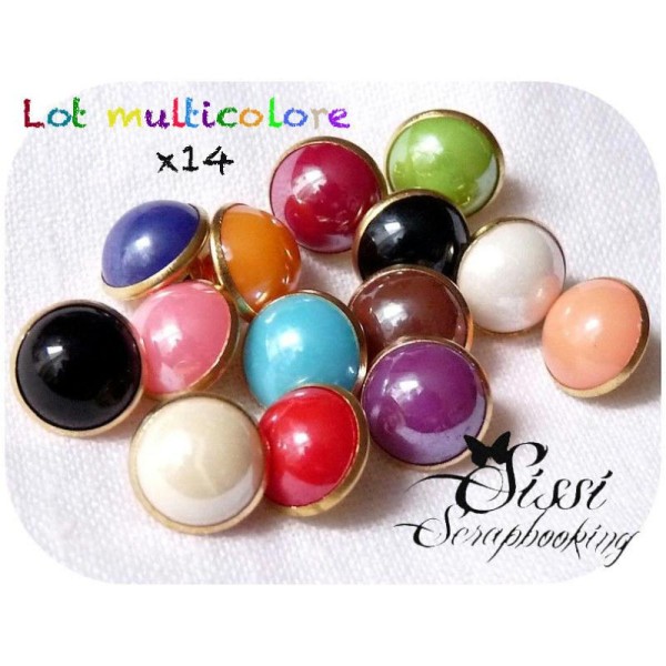 Lot 14 Boutons Rond Boule Perle Nacre Multicolore Chemisier Couture Layette Laine - Photo n°1