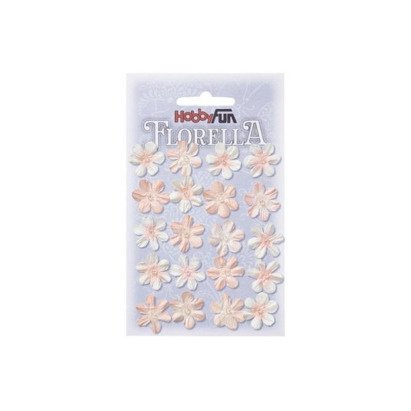 20 fleurs en papier de murier décoration scapbooking 2 cm HOBBYFUN FLORELLA BLANC ROSE - Photo n°1