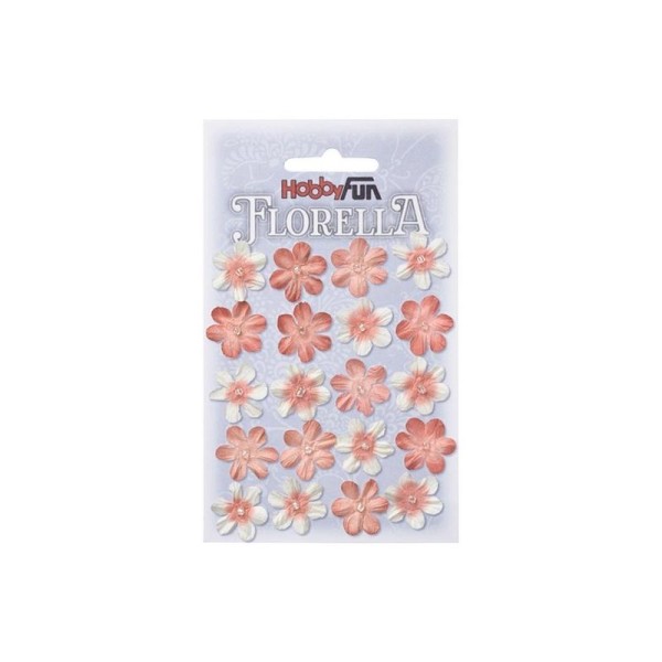 20 fleurs en papier de murier décoration scapbooking 2 cm HOBBYFUN FLORELLA BLANC ORANGE ANCIEN - Photo n°1