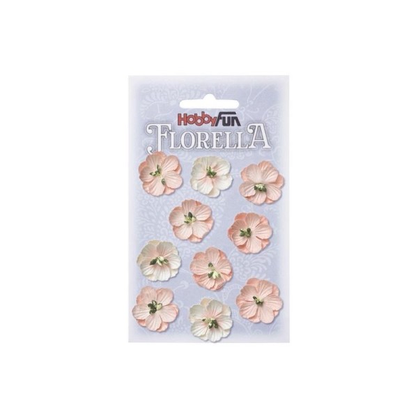 10 fleurs en papier de murier décoration scapbooking 2,5 cm HOBBYFUN FLORELLA ROSE CLAIR - Photo n°1