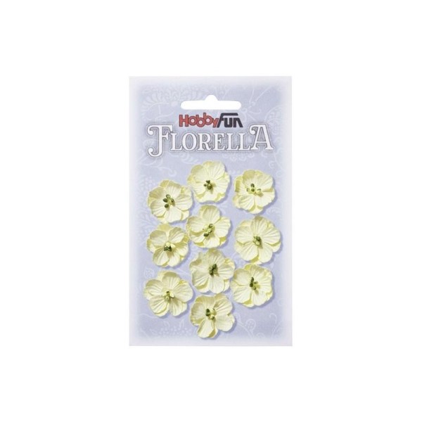 10 fleurs en papier de murier décoration scapbooking 2,5 cm HOBBYFUN FLORELLA CREME - Photo n°1