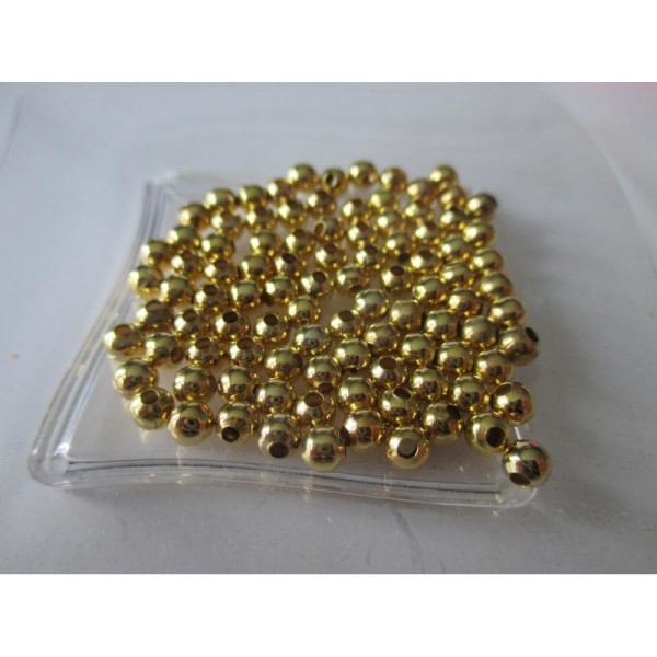 Lot de 300 perles métal dorées 4 mm - Photo n°3