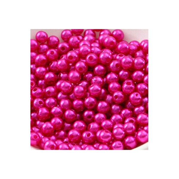 Lot 50 Perles 4mm Fuchsia imitation Brillant - Photo n°1