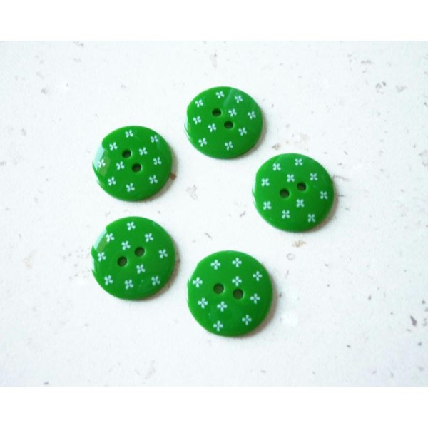 Lot 5 Boutons Couture Vert 