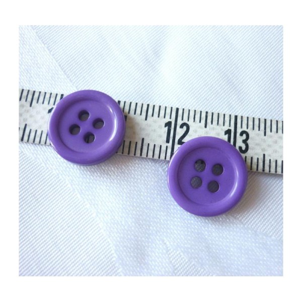 x 6 Boutons Violet 12 mm Ronds  4 Trous - Fin De Collection - Photo n°1
