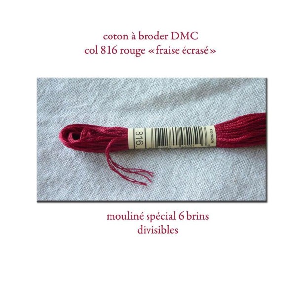 Fil À Broder Rouge Fraise Écrasée Dmc N° 816 Coton Mouliné Spécial Divisible 6 Brins - Photo n°1