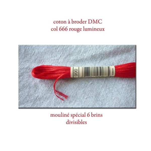 Fil À Broder Rouge Lumineux Coton Dmc N° 666 Coton Mouliné Spécial Divisible - Photo n°1