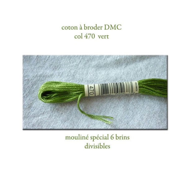 Fil À Broder Vert Coton Dmc N° 470 - Mouliné Spécial Divisible 6 Brins - Photo n°1