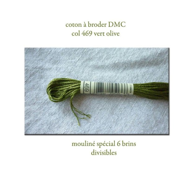 Fil À Broder Vert Olive 6 Brins Divisible Dmc N° 469 Coton Mouliné Spécial - Photo n°1