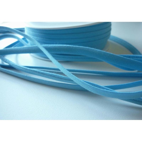 Cordon Spaghetti Bleu Azur - Tissu Coton - 7 mm - Vente Au Mètre - Photo n°2