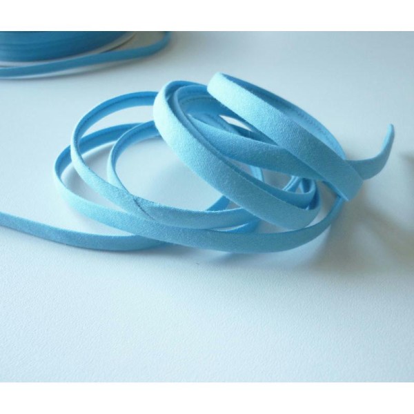 Cordon Spaghetti Bleu Azur - Tissu Coton - 7 mm - Vente Au Mètre - Photo n°1