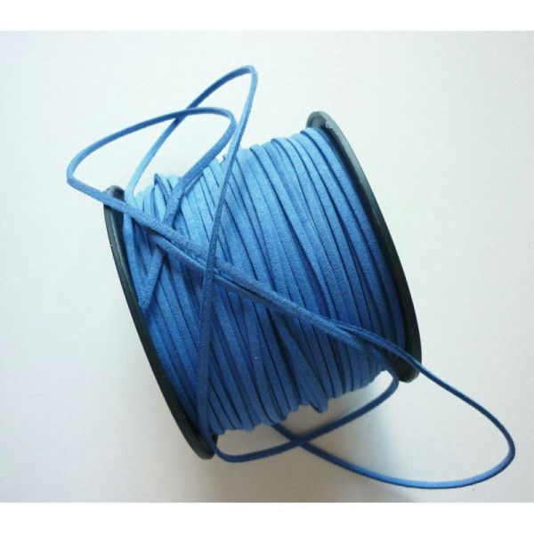 Cordon Suédine Bleu 3 mm - au mètre - Aspect Daim - Photo n°4