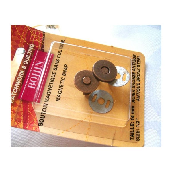 1 Bouton Magnétique Sans Couture - 14 mm - Bronze - Photo n°1