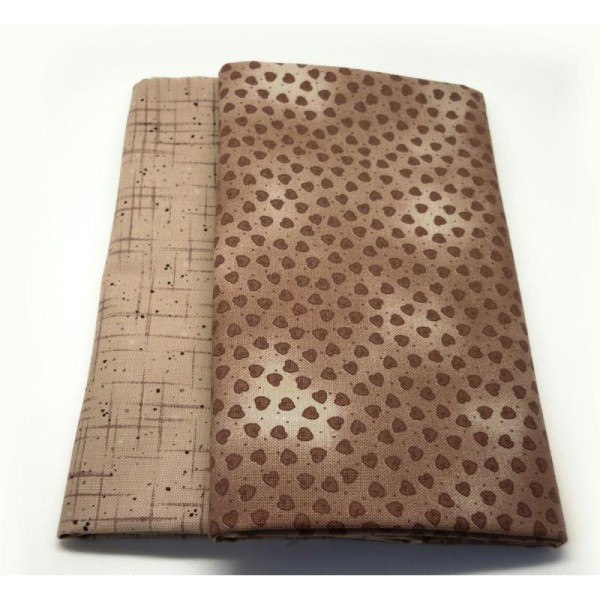 Tissu coeur marron Coupon 25x110 cm patchwork, couture - Photo n°1