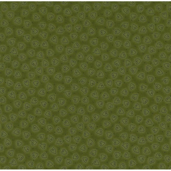 Tissu Vert Olive Coeur Coupon 25x110 cm patch et couture - Danemark - Photo n°1